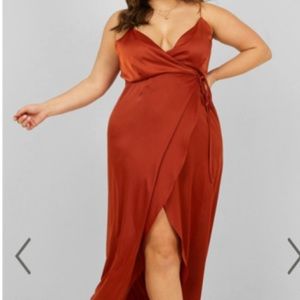 Wrap-style Dress in Copper Satin